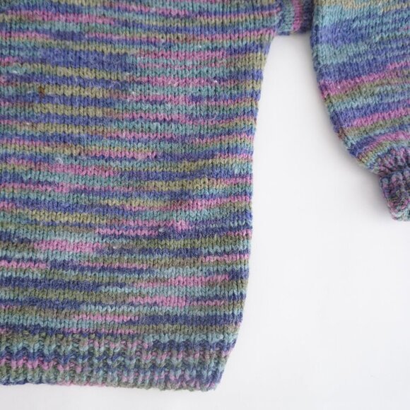 Handmade Pink Purple Wool Blend Knit Quarter Zip Sweater L - Picture 6 of 12